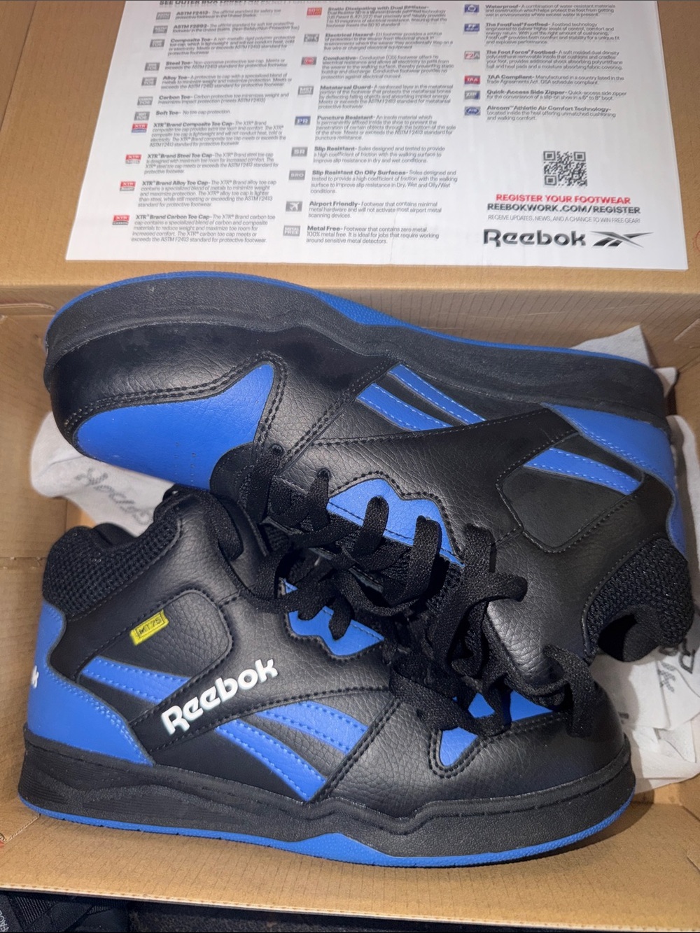 Reebok Kids High-Top Sneakers in Black and Blue